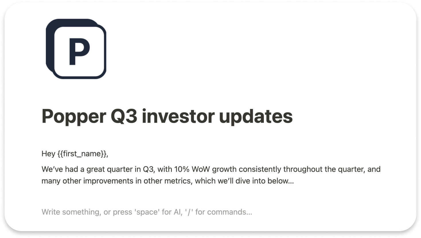 Write and publish your investor updates in Notion